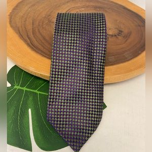 UOMO PIU Green & Purple Woven Sill Tie